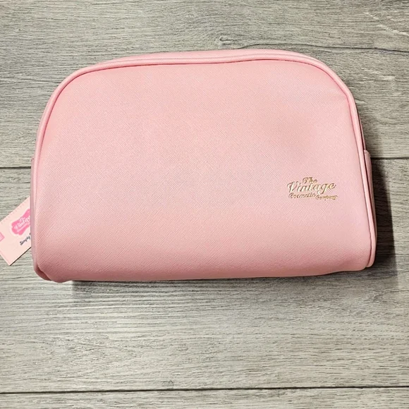 Womens Cosmetics Bag The Vintage Cosmetic Company Pink Makeup Bag Travel Bag - Picture 1 of 6